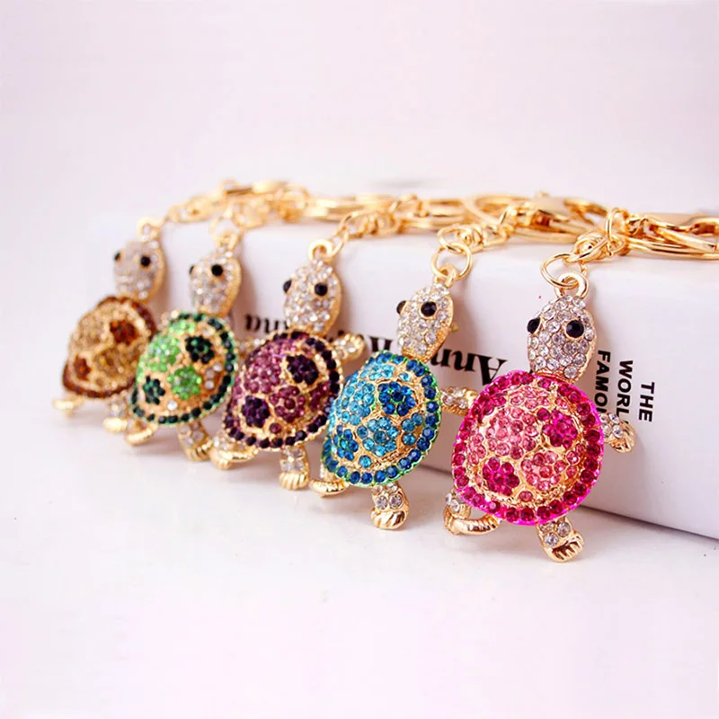 A Cute Sea Animal Pet Turtle with Movable Arms and Legs, Rhinestone Car Keychain Ring Gift for Girlfriend, Boyfriend, Women, Men, Friends, Lovers, Colleagues, Classmates
