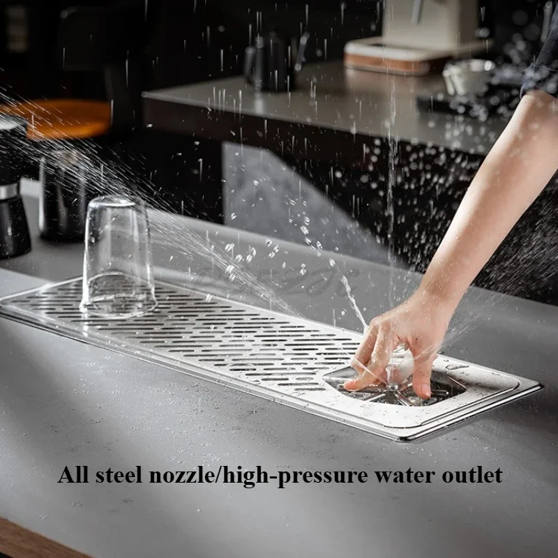 Stainless Steel Cup Washer High-pressure Cup Washer Coffee Utensil Bar Counter Cup Maker with Drain Pan Stainless Steel Groove
