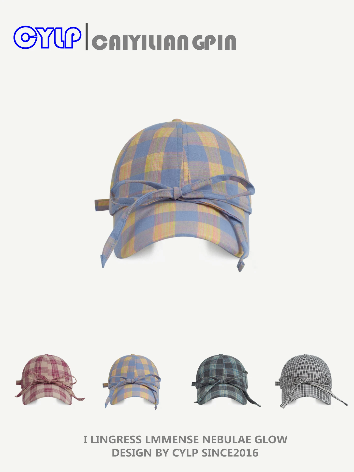 

Hat Korean Fashion Simple Plaid Bowknot Baseball Cap Face Slimming Versatile Duckbill Cap