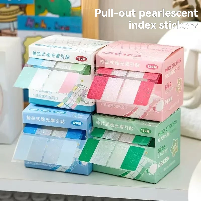 Pull Out Pearl Index Sticker with Adhesive Learning Classification Label Sticker Leave a Message Memo Index and Convenient Stick