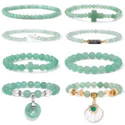 Green Aventurine Stone Bracelet Natural Green Aventurine Gem Stone Bead Stretch Bangle Healing Reiki Jewelry Gift For Women Men
