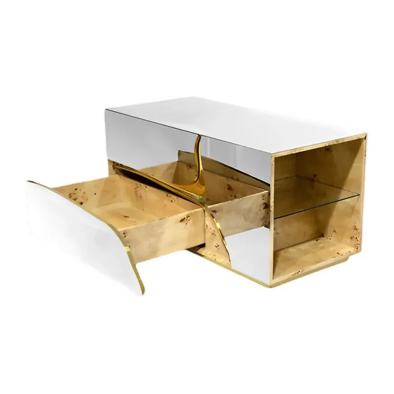 Light luxury high-end wooden bedside table, simple and modern new bedside table, suitable for large villa apartment living room