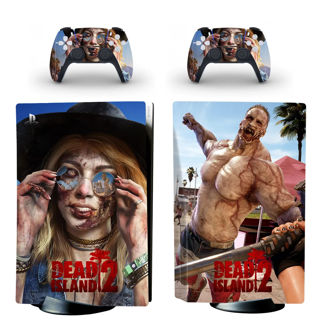 Dead Island 2 PS5 Disc Skin Sticker Decal Cover for Console and 2 Controllers PS5 Disk Skin Sticker Vinyl