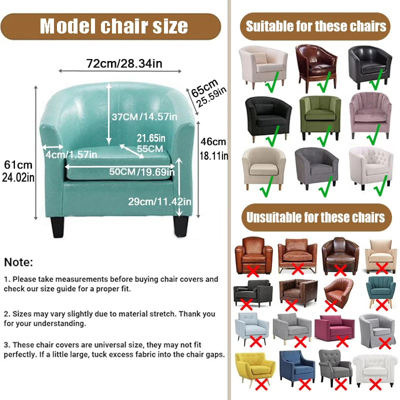 1 Set Jacquard Tub Chair Cover Solid Color Club Armchair Slipcover Elastic Single Sofa Cover with Seat Cushion Cover iving Room