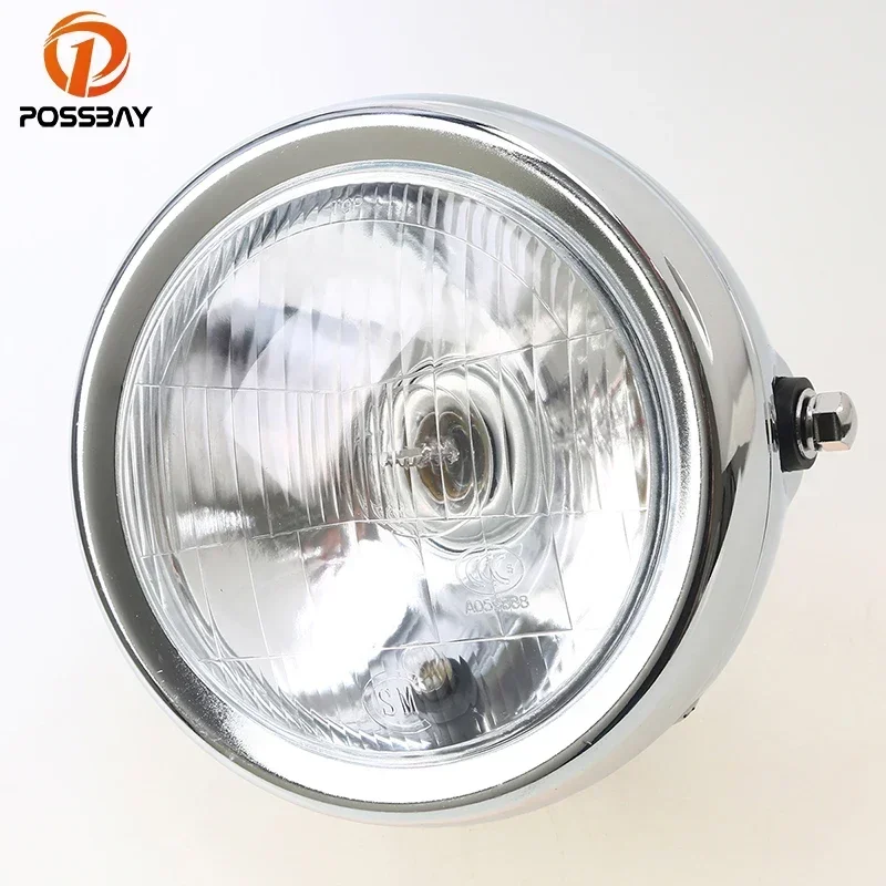 Retro Motorcycle Headlight Lamp Hight/Low Beam Amber Light Custom Bike for Harley Honda Yamaha Chrome Motorbike Accessories