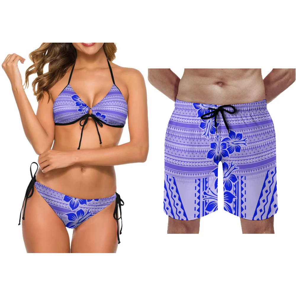 คู่ใหม่ท่องชุดชายหาด Chic คู่ชุดว่ายน้ําเซ็กซี่ Polynesian Resort Hot Spring รูปแบบที่กําหนดเองสไตล์ชาติพันธุ์คู่ชุดว่ายน้ํา