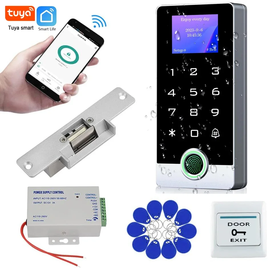 Tuya App عن بعد ذكي واي فاي نظام التحكم في الوصول بصمة لوحة المفاتيح WG26/34 EM قارئ بطاقات تحكم IP68 مانعة لتسرب الماء