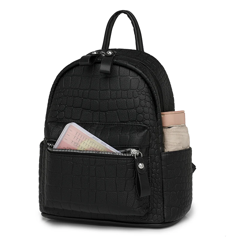 New Women Soft Backpack School Leather Black Casual Multifunctional College Bag Large Capacity Shoulder Bag Travel Tote Backpack