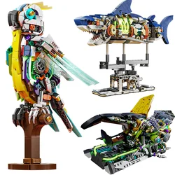 Technical Mechanical Shark Building Blocks Beetle Parrot Animal Insect With Lights Model Assemble Toy Bricks For Kid Adult Gifts