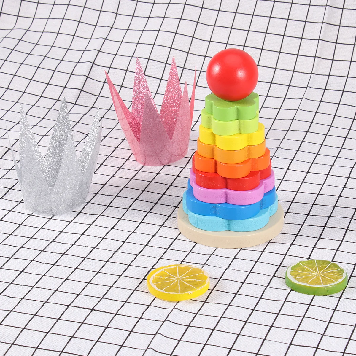 Juego de torre apilable de madera de arcoíris para niños, juego interactivo divertido, mejora la coordinación manual, juguete de madera creativo