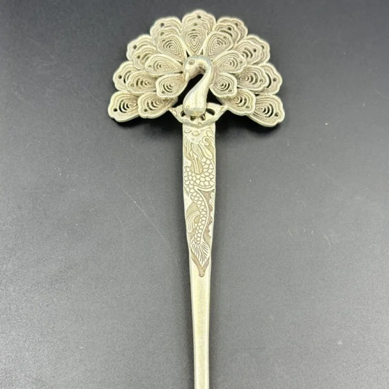 Antique Miscellaneous Tibetan Silver Miao Silver Hairpin Female Retro Ethnic Style Costume Headdress Updo White Copper Silver Gi