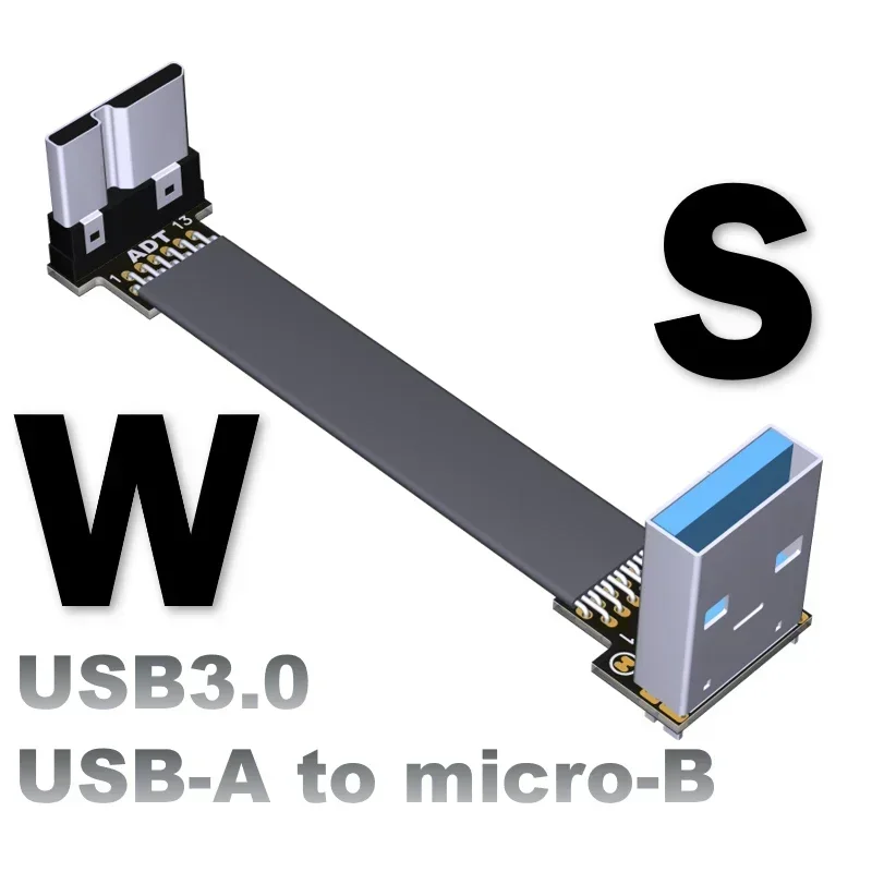 Shielded USB 3.0 Flat Ribbon FFC USB3.0 USB A To Micro B Adapter Converter Cable Male To Male Male To Female Support 3A 5G/bps