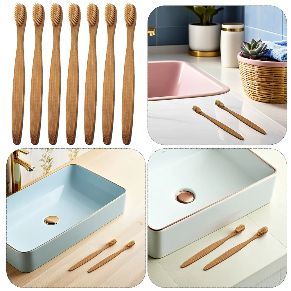 8 قطعة مجموعة فرشاة أسنان مصنوعة من خشب الخيزران مقبض خشبي مستدام قدرة تنظيف قوية يزيل تبييض الأسنان صديقة للبيئة #2