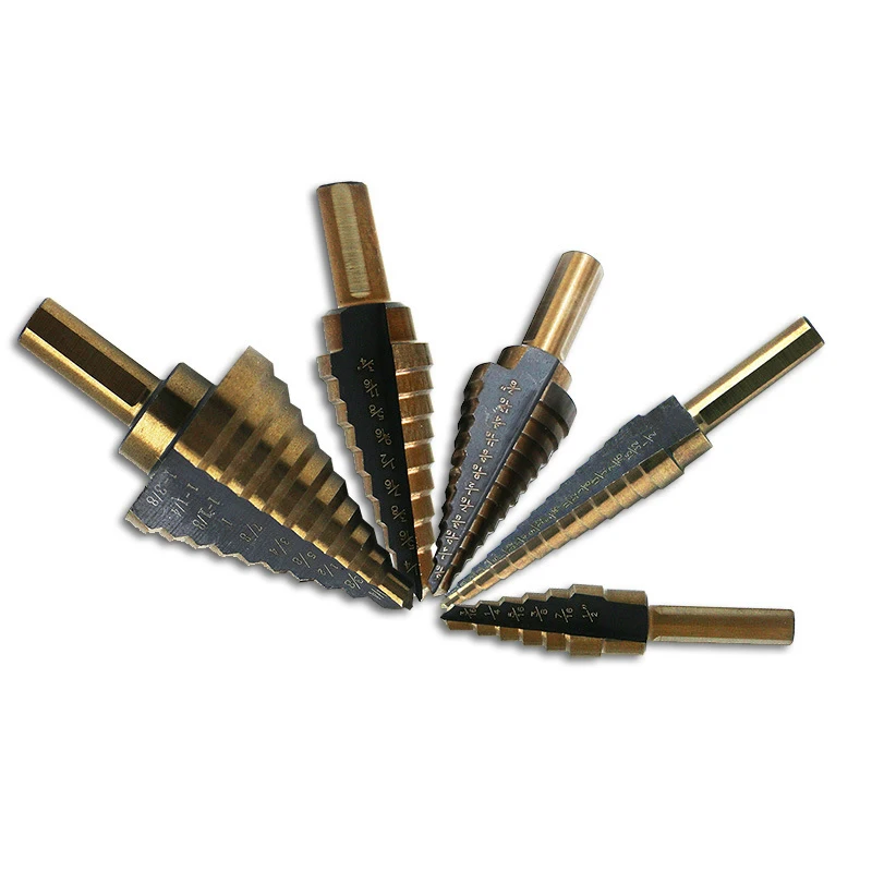 5pcs HSS Metric/Inch Cobalt Step Drill Bit Set Multiple Hole 50 Sizes Case High Speed Steel Metal Drilling Tool for Metal Wood