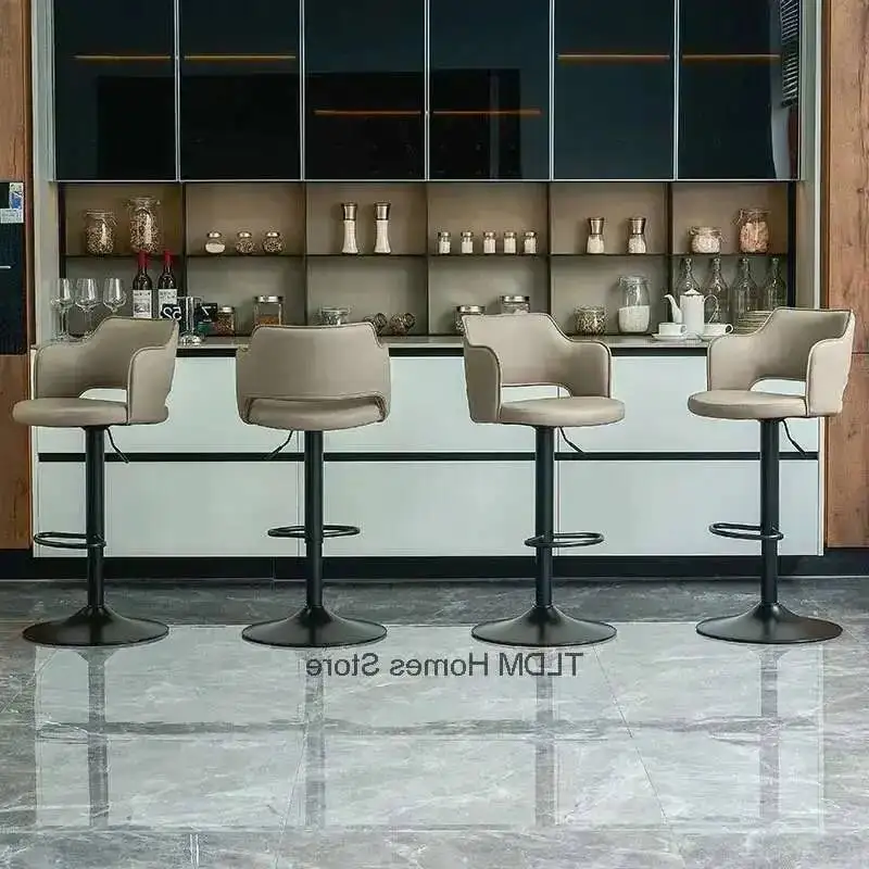 

Кухонный современный поворотный барный стул из кованого железа с подъемником, островные кожаные барные стулья со спинкой для простых дома, высокие табуреты 의자, барная мебель