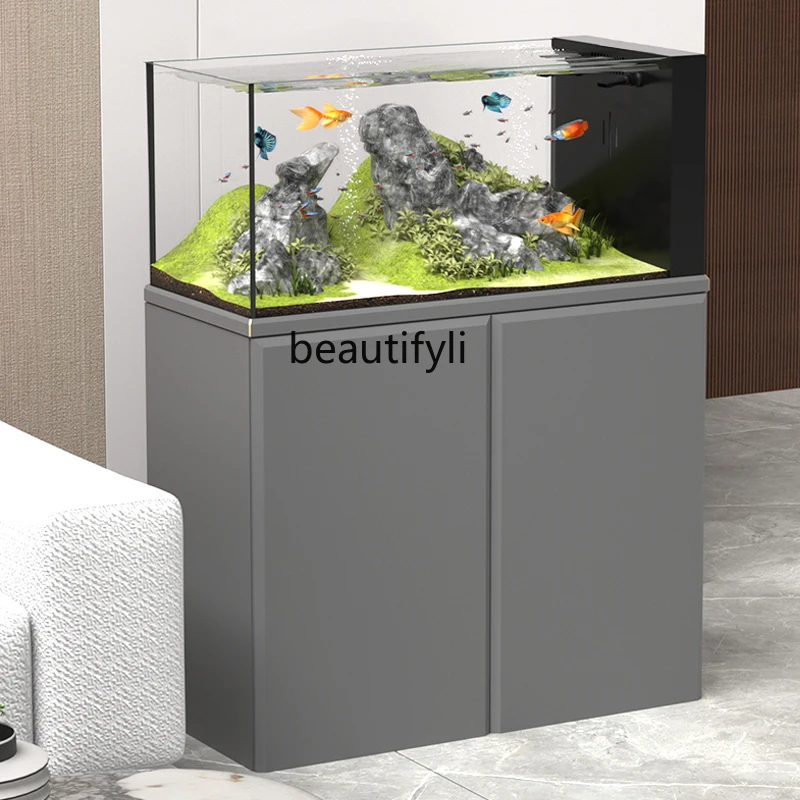 

Native Stream Tank Fish Tank Living Room Home Floor Glass Ecological Aquarium Bottom Filter Super White