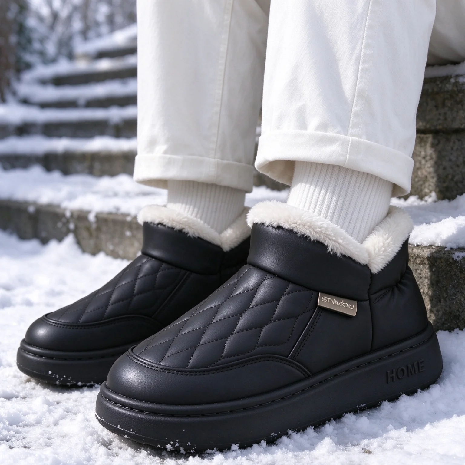 Cozy Waterproof Slip Resistant Snow Boots Winter 2026 Plus Size Thick Warm Plush Short Boots Women Soft Pu Leather Cotton Shoes