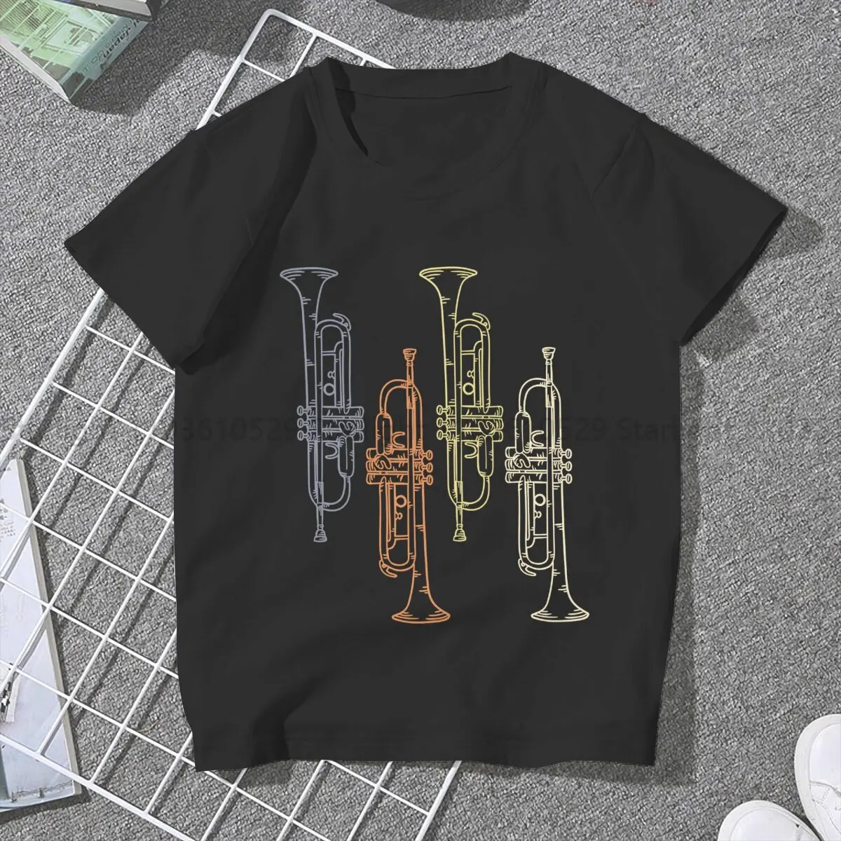 Trumpets Vintage TShirt For Women Music Art Y2k Tops Fashion Ladies Polyester T Shirt Soft Summer