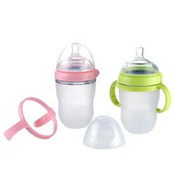 Mamadeira BPA free Baby Bottle Green 250ml(8oz) pink 150ml(5oz) baby milk feeding bottle with handle