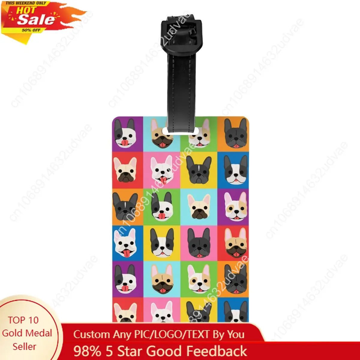 

Custom Pop Art Style French Bulldog Faces Luggage Tags for Suitcases Cute Dog Pet Gift Baggage Tags Privacy Cover Name ID Card