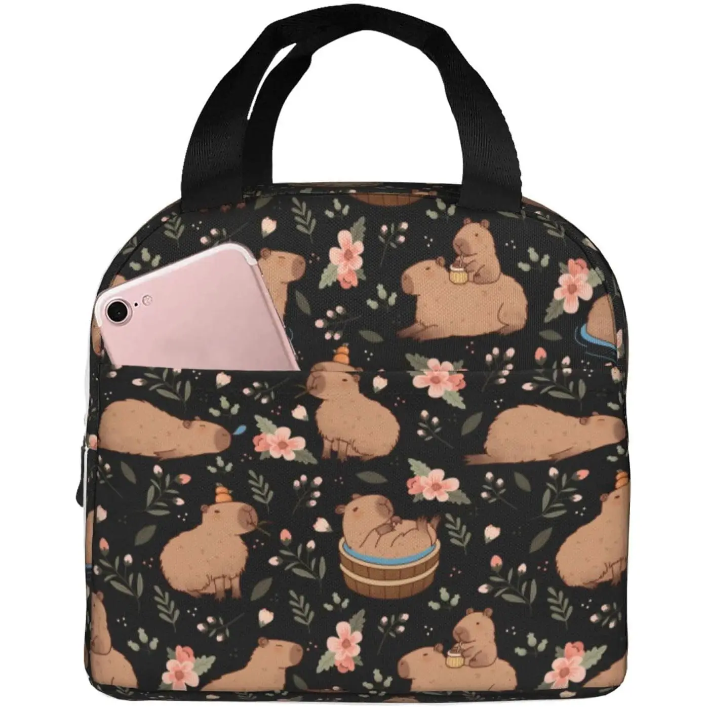 

Lunch Box Capybara Insulated Lunch Bags for Women Men Adults Cooler Tote Bag for Work Picnic Gifts