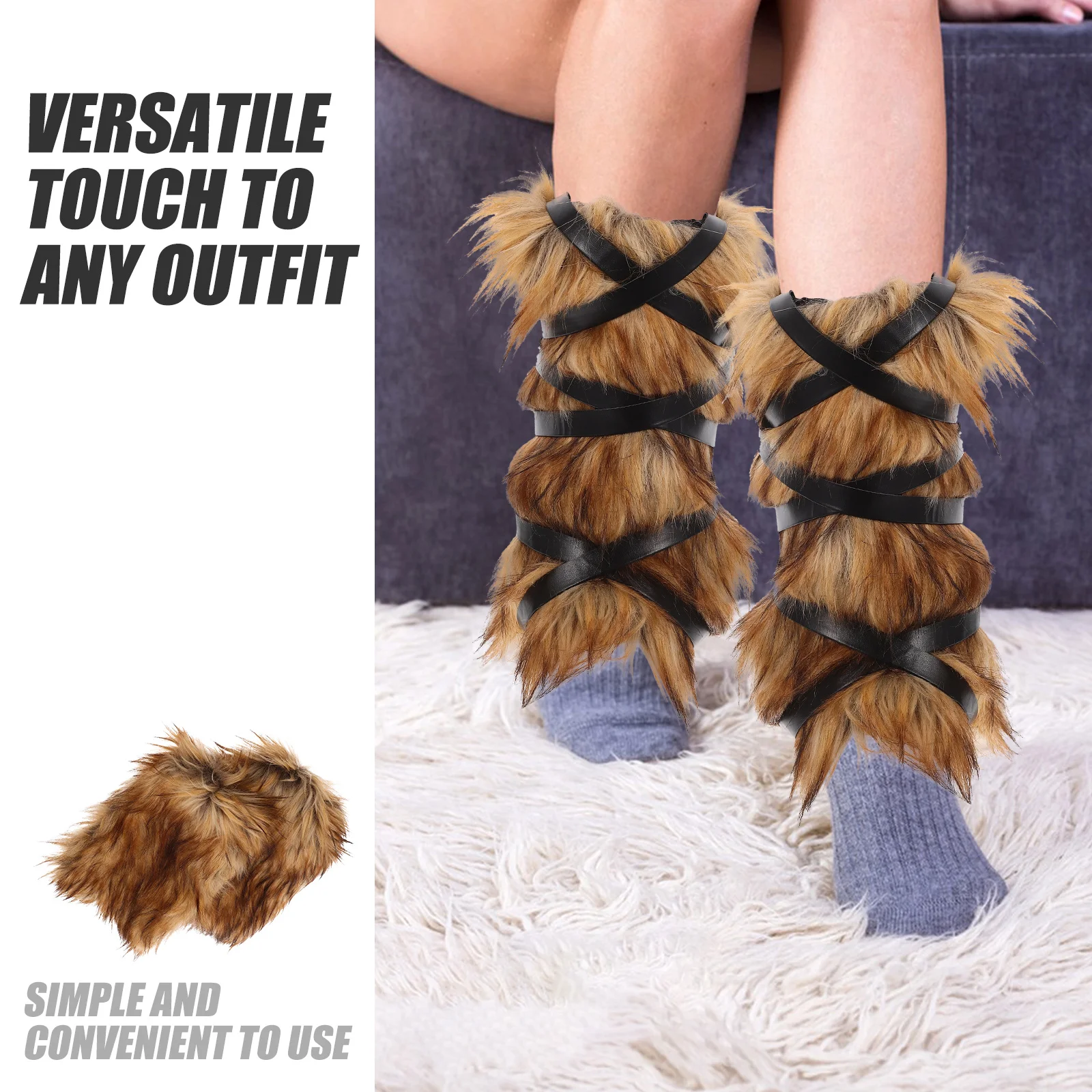 1 Paar braune Wikinger-Beinlinge aus Kunststoff, mittelalterliches Kostümzubehör, Herren-Wickel, wärmer, Cosplay, Halloween, Beinbezüge