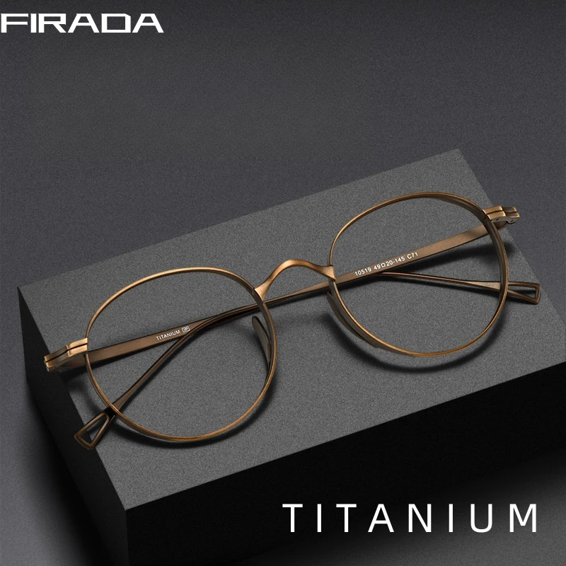 FIRADA Fashion wygodne okulary Retro czysty tytan okrągłe okulary optyczne okulary na receptę ramka dla kobiet mężczyzn 10519-C