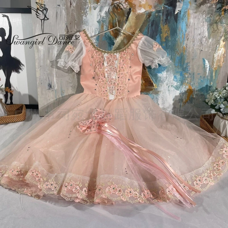 

pink Romantic Ballet skirt Dress knee-length giselle Women Professional Ballet Tutu for competition c