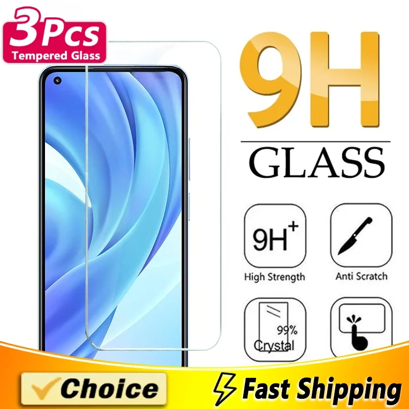 3Pcs Clear Tempered Film For Xiaomi Poco C40 50 55 65 M5s X5 Pro (5G) F5 Pro Tempered Glass Clear Screen Protector Anti-Scratch