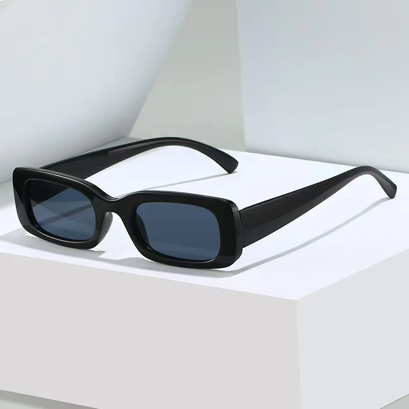 

New Fashion Vintage Small Rectangle Sunglasses Women's and Men's Black White Sun Glasses UV400 Shade Outdoor Eyewear