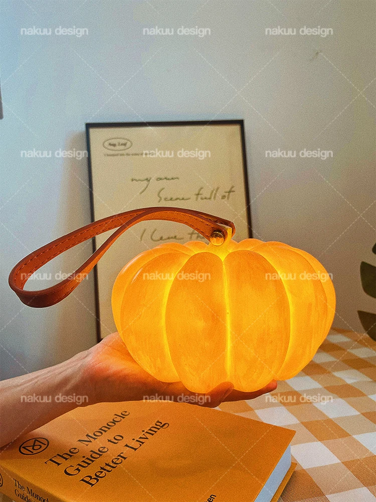 Pumpkin portable desk lamp rechargeable portable Halloween outdoor courtyard garden atmosphere lamp bedroom creative nightlight