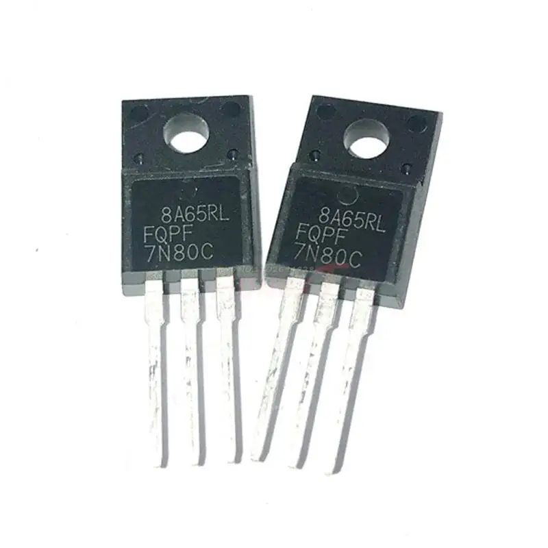 10PCS 100% NEW Original FQPF7N80C 7N80C TO-220F field effect transistor 7A 800V N channel.