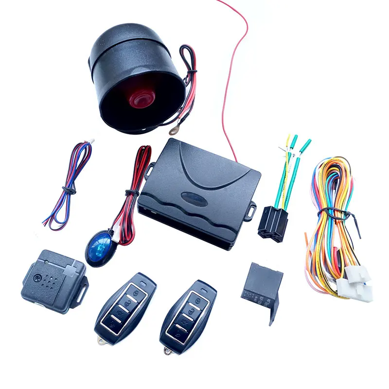 12V universal car alarm with two key remotes Car Alarm Security System Engine shut-off for anti-theft purposes