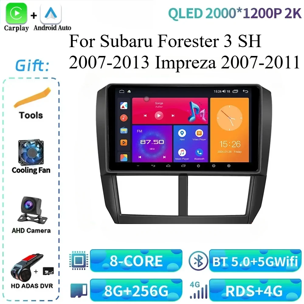 

For Subaru Forester 3 SH 2007-2013 Impreza 2007-2011 Car Radio Multimedia Bluetooth Carplay Navigation 4G GPS Screen Android 14