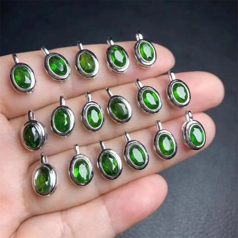 

S925 натуральный диопсид коробка кулон резьба Рейки целебная энергия ювелирные изделия подарок DIY аксессуары 1 шт. 4X6 мм