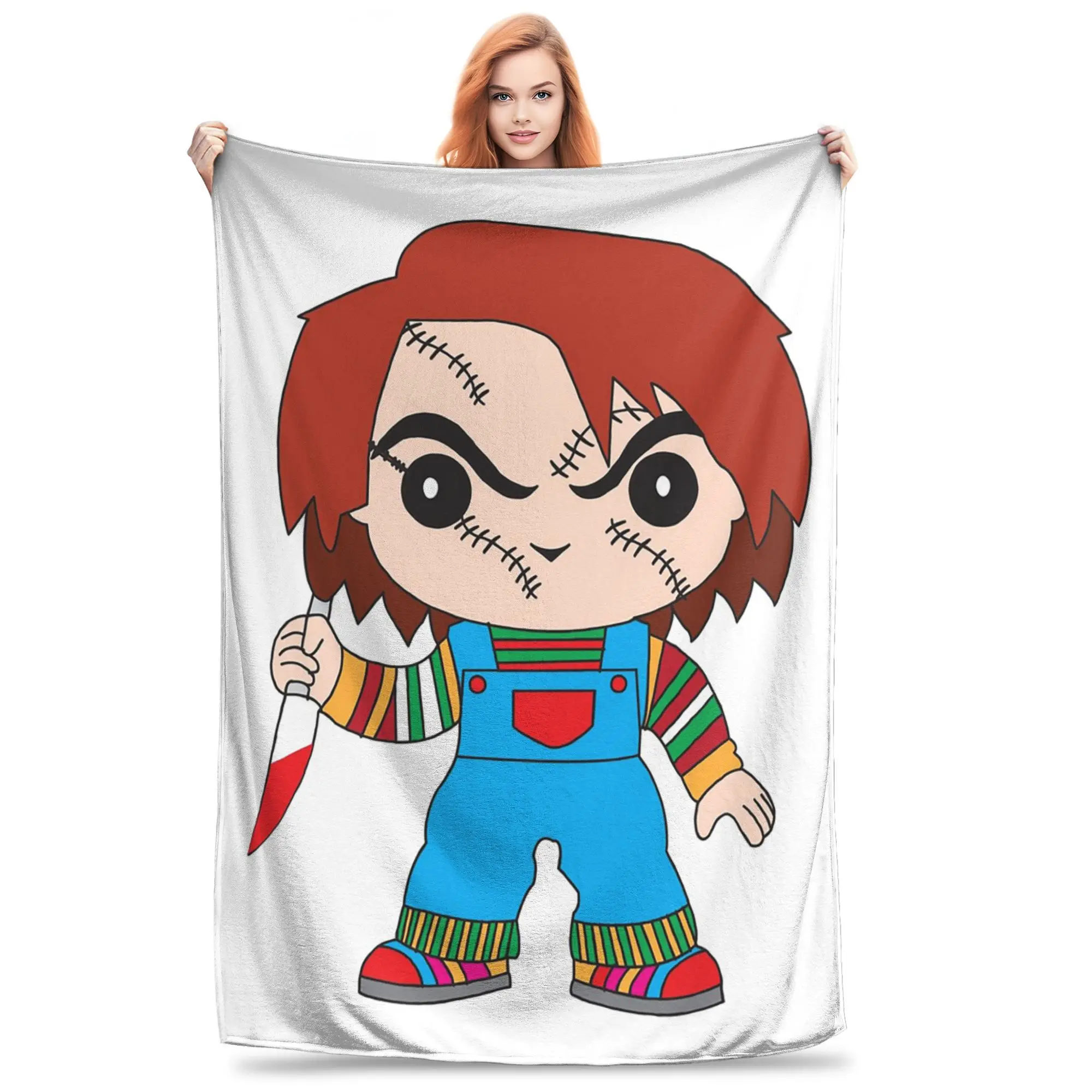 

Chucky the immortal killer doll as Carton Blankets Flannel Sofa Throw Blanket for Couch Bedding Office Throws Bedspread Quilt