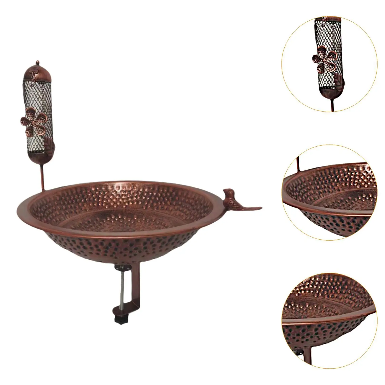Hanging Style Railing Clamp Bird Bath Outdoor Bird Feeder Iron Garden Bird Container for Balcony Patio