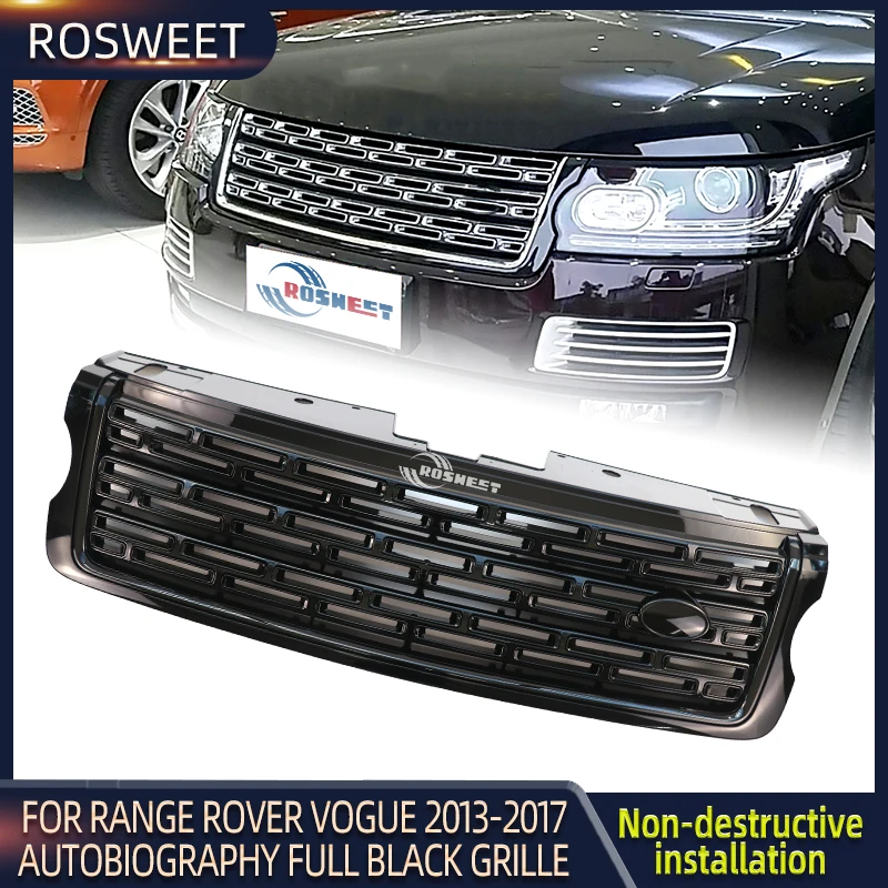 

Full Black Grille For Land Rover Range Rover Vogue Autobiography 2013-2017 Car Front Bumper Grill Intake Hood Cover Mesh Grid