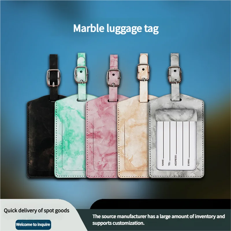 대리석 무늬 PU 수하물 태그 - 이름 카드 슬롯이 있는 세련된 여행 가방 식별자