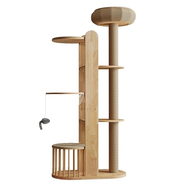 

Solid wood cat climbing frame woven claw grinding column space capsule cat litter cat supplies house climbing