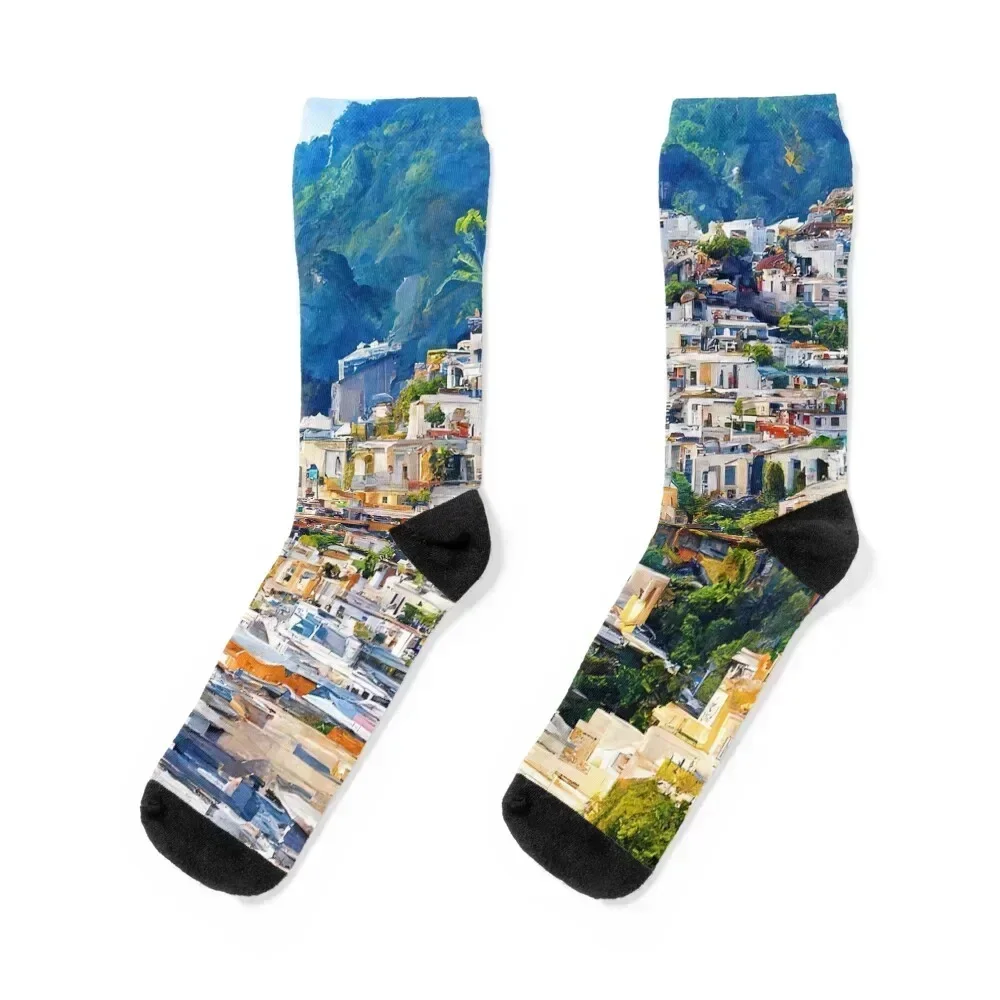 Panoramas of Italy, Positano Socks essential warm winter shoes Ladies Socks Men's