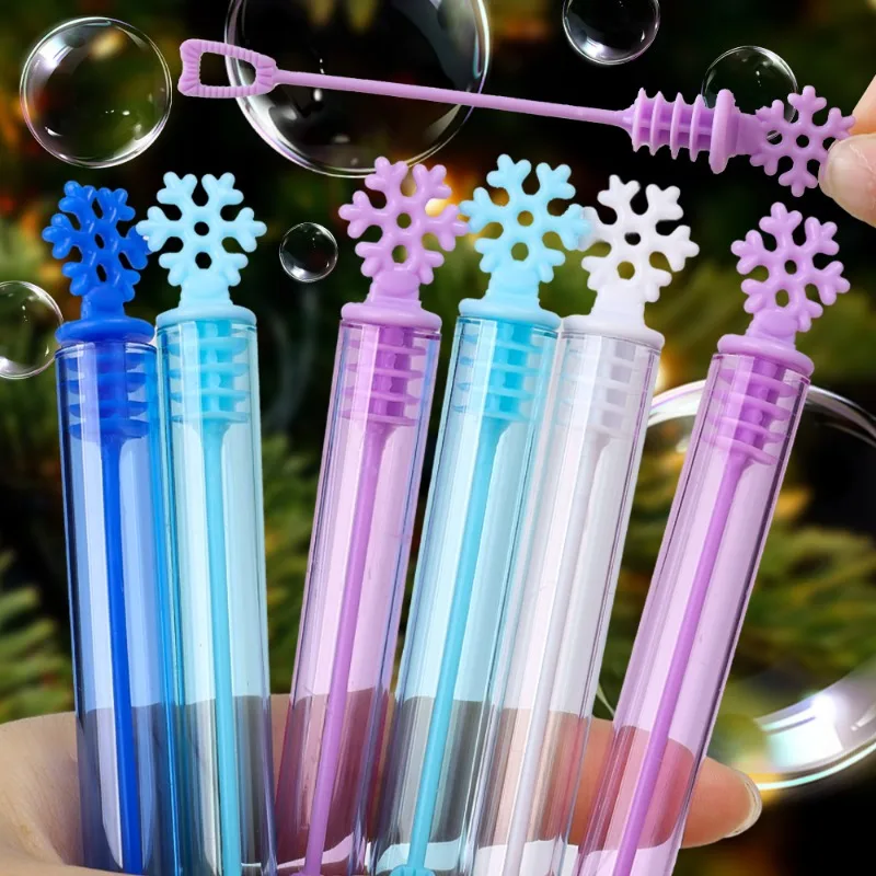 10/100x Snowflake Bubble Blaster Set Plastic Snowflake Wands Mini Bubble Tube for Weddings Youngsters Showers Birthday Christmas