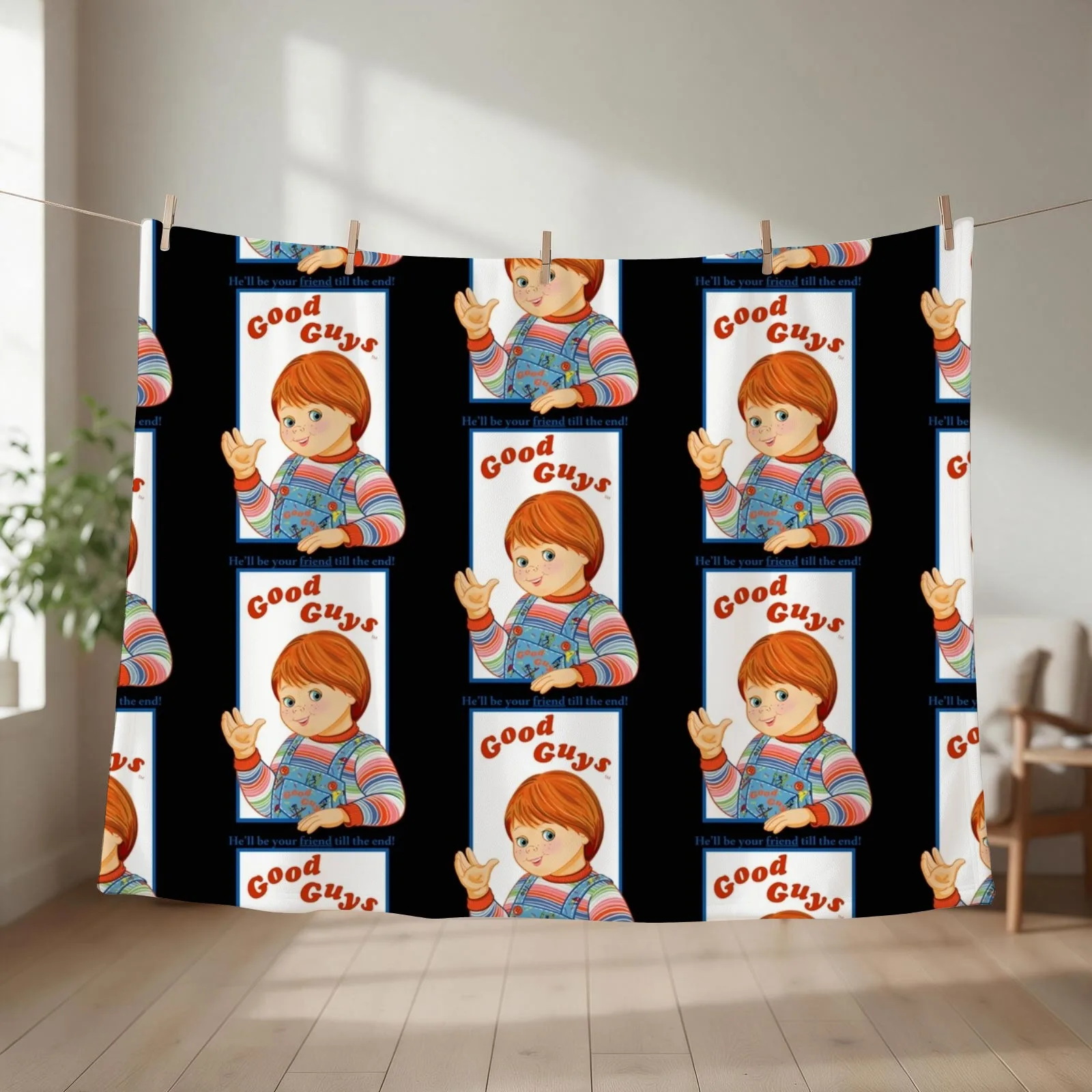 Childs Play - Good Guys - Chucky T-Shirt Throw Blanket couch cozy soft plush fuzzy picnic outdoor blanket