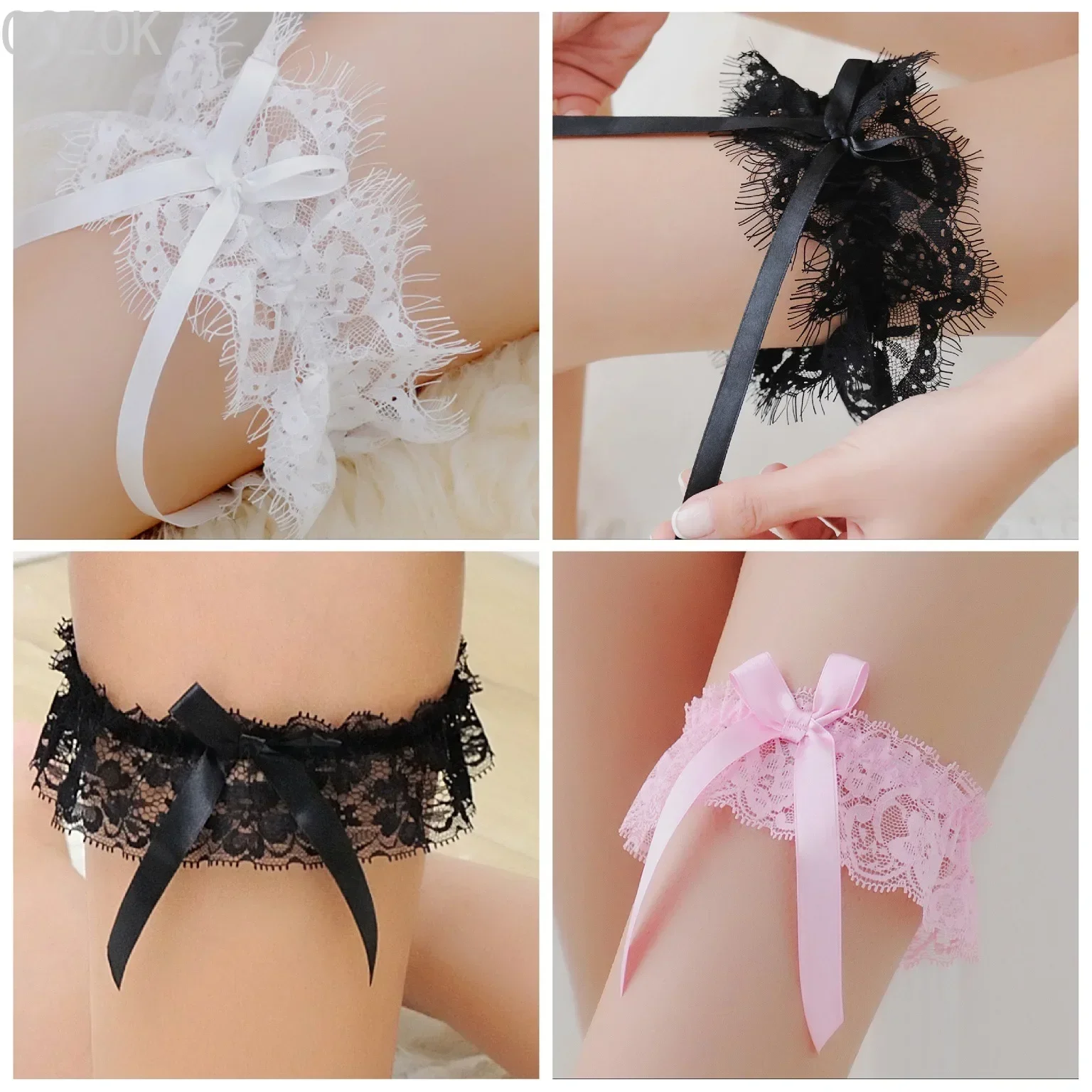 Women Bow Leg Ring Sexy Lingerie Lace Garter Belt Bowknot Leg Loop Wedding Garters Bridal Cosplay Fashion Stocking Thigh Ring