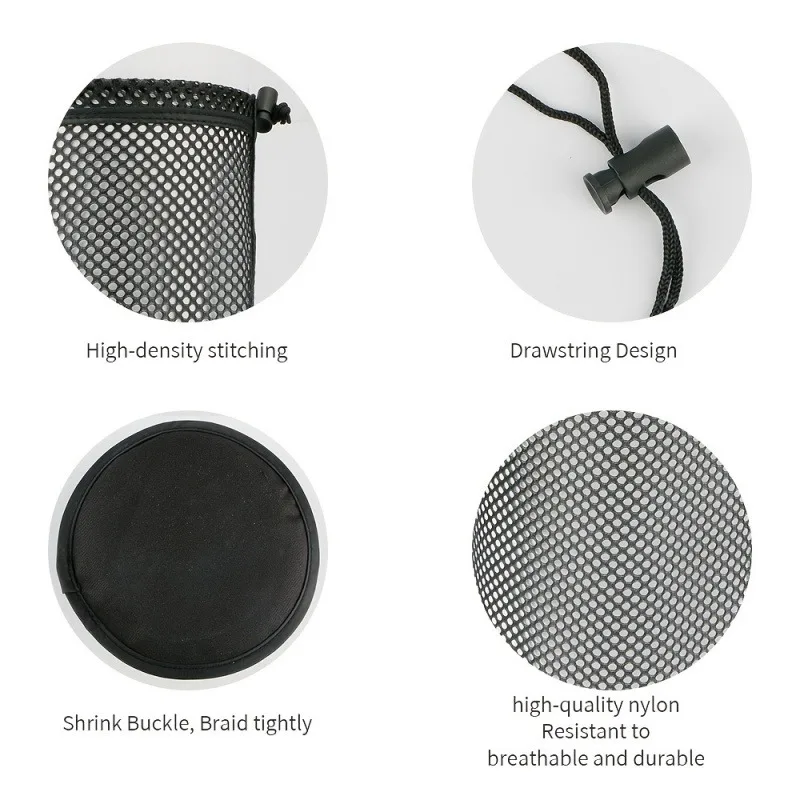 Black Golf Ball Pouch Bag with Durable Nylon Material Sports Mesh Net Bag Suitable for Mountain Climbing