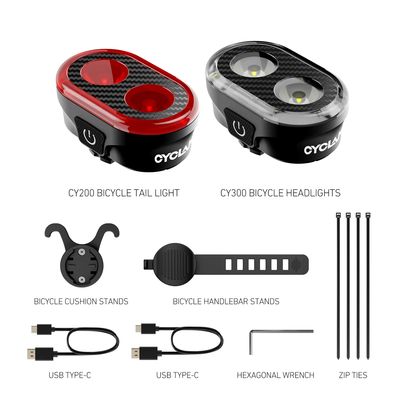 AliExpress CYCLAMI CY300T Bicycle Smart Brake Sensing Front Rear Light Waterproof MTB Road Bike Lights Cycling