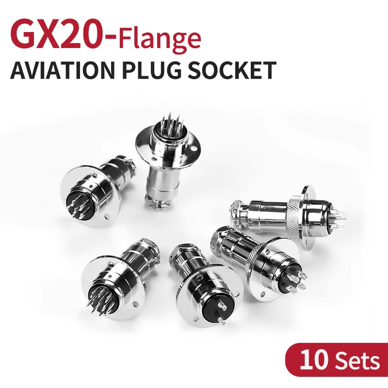 10Sets GX20 Flange Type Connectors 2/3/4/5/6/7/8/9/10/12/14Core15 Pin Male&Female Aviation Plug &Socket