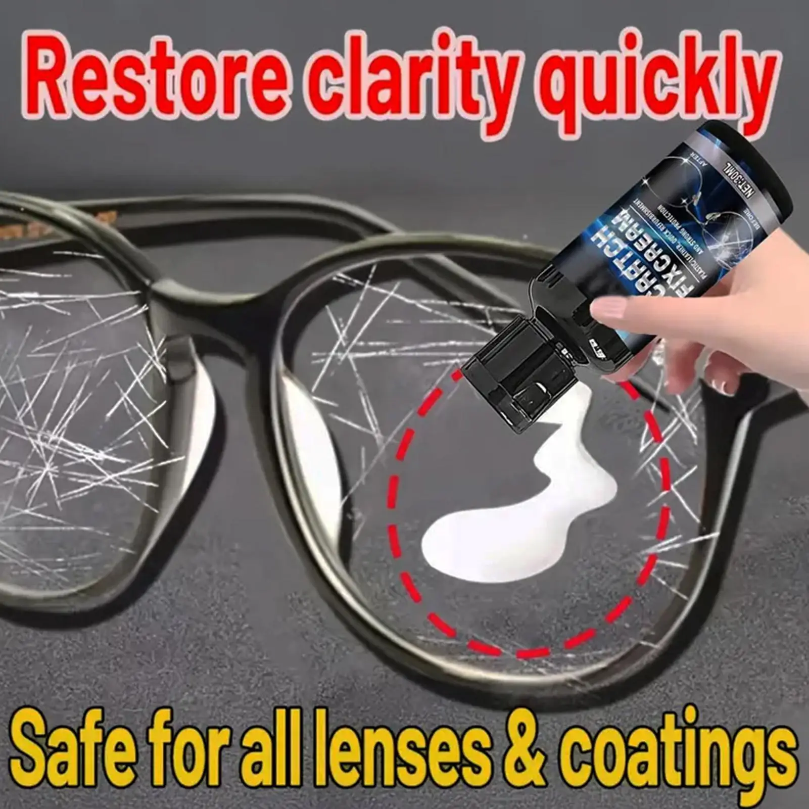 Multi-Purpose Glass & Lens Scratch Repair Kit Glass Lens Scratch Repair Polishing Cream Restores Clarity Anti-Scratch Care