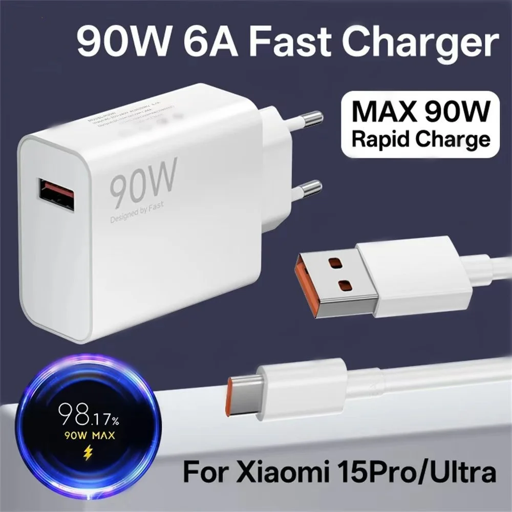 

Зарядное устройство USB 90W 6A, турбо-зарядка для Xiaomi 11, 12 Lite, 13T, 14, 15 Ultra, Redmi Note 11T, 12T, быстрый адаптер для зарядки телефона