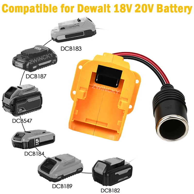 

Cigarette Lighter Adapter For Makita/Dewalt/Milwaukee 18V Battery, Cigarette Lighter Plug Adapter for Car Appliances